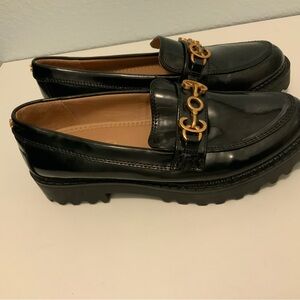 NWOT Sam Edelman circus Black Loafers with Gold Detail